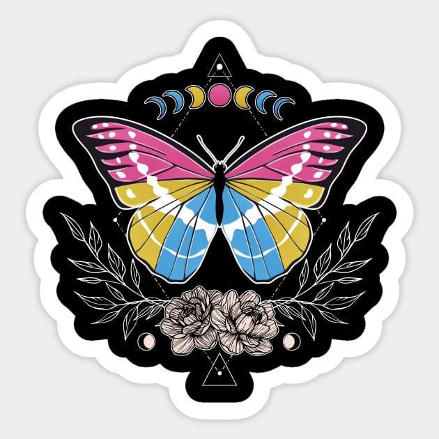 Pansexual Butterfly LGBT Pride Flag Sticker by Psitta